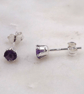 African Amethyst Facet 4mm Gemstone 6 Prong Facet Sterling Silver Stud Earrings. - Image 7