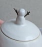 Very small handmade ceramic snowball lidded pot, mini snowman with twig arms - Image 9