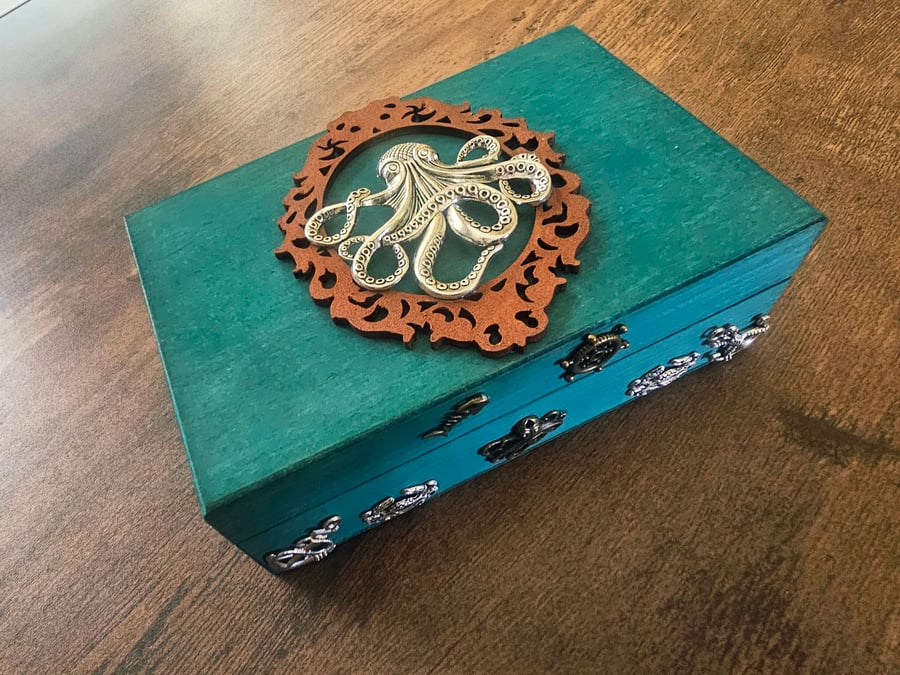 Kraken Octopus Nautical Marine Jewellery, Trinket, Keepsafe Box Handmade