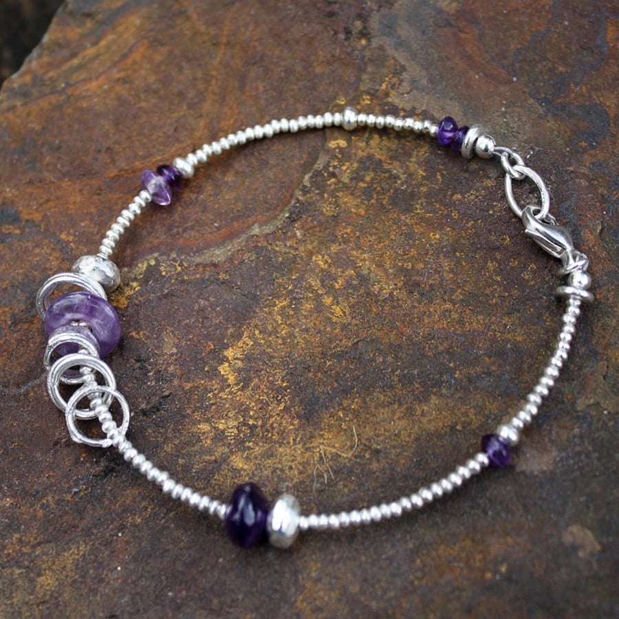 Sterling silver and amethyst  bracelet