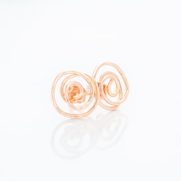 Handmade Rose Gold Filled Swirl Stud Earrings 