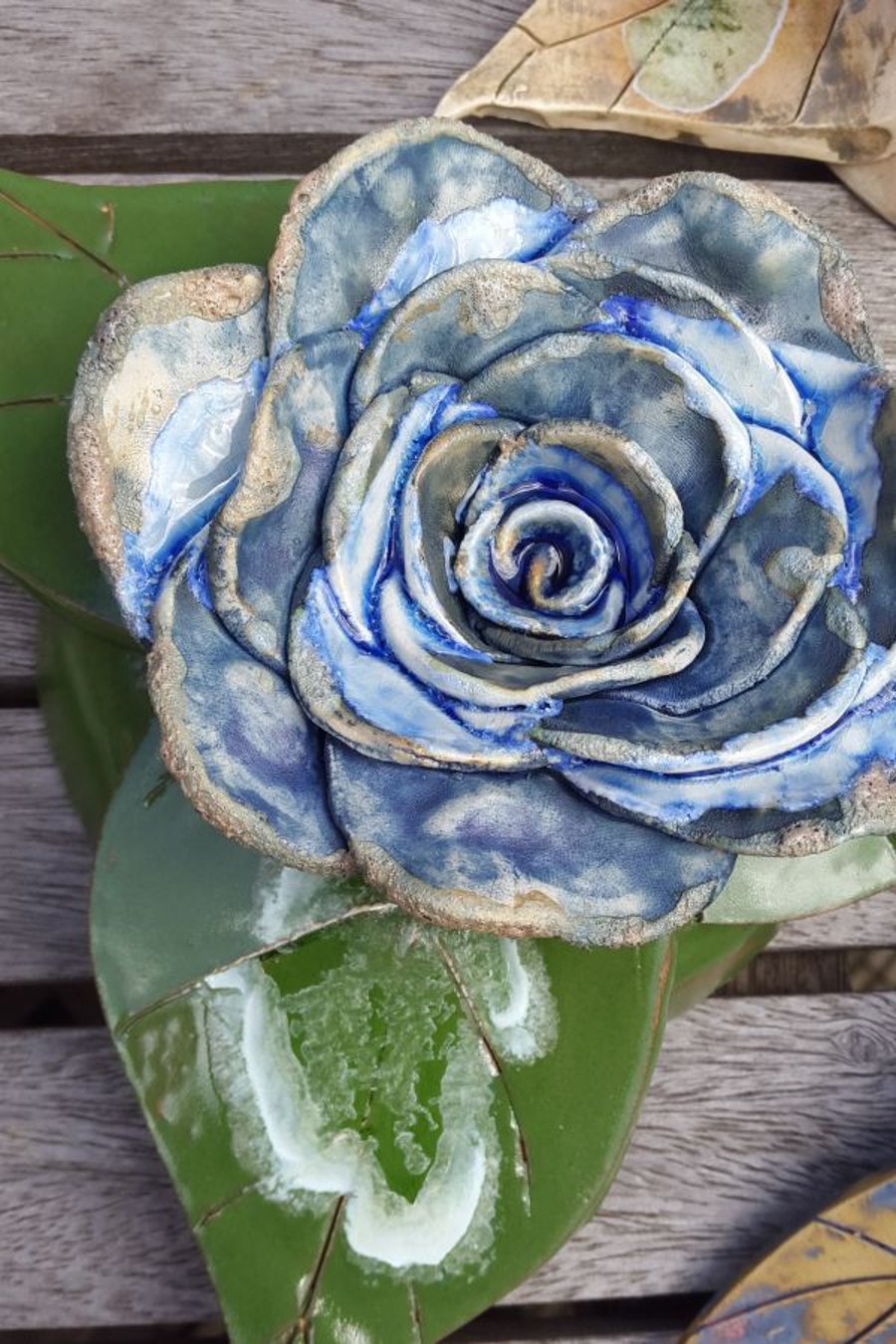 Blue Ornamental Ceramic Rose