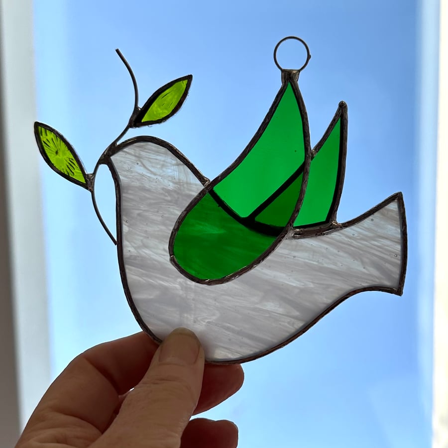 Stained Glass Dove Suncatcher Hand Made Hangi... Folksy