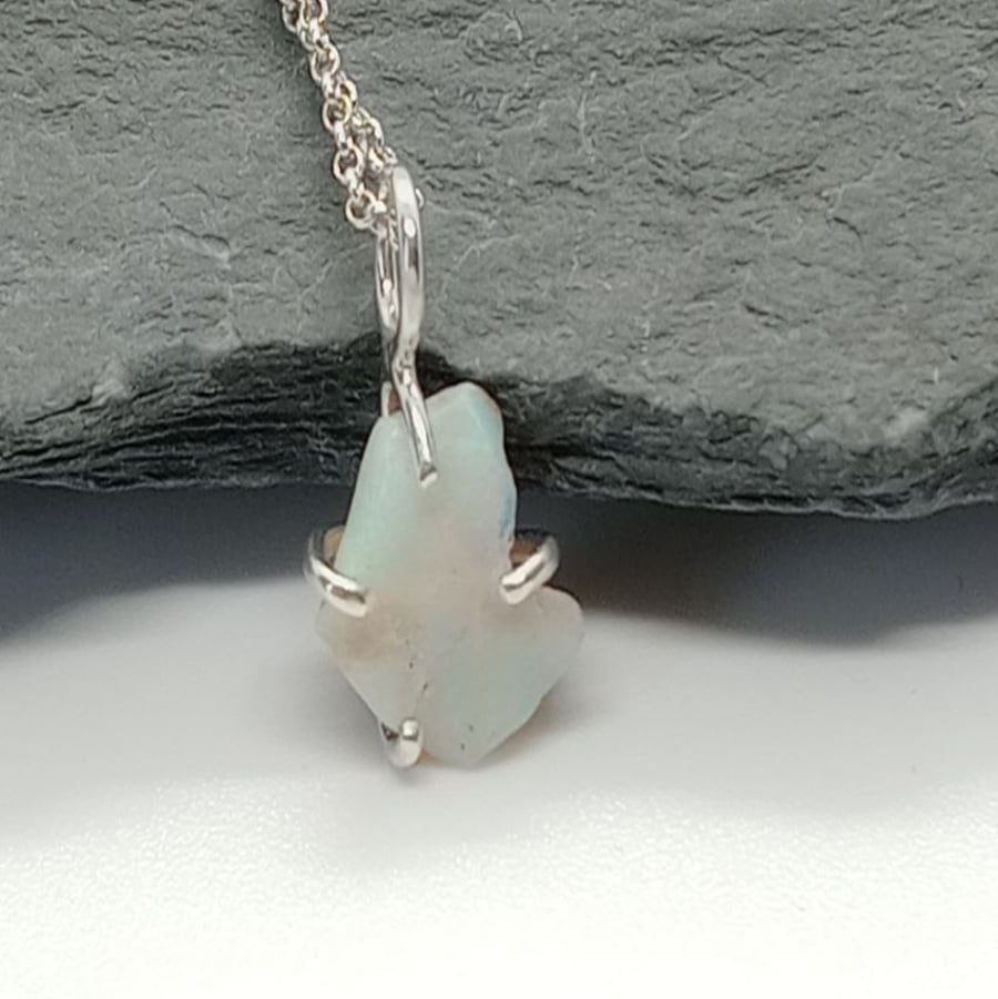 Raw Opal Necklace sterling silver coober pedy opal Austrailian opal