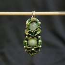 Green Quartz and Mable Double Sided Pendant