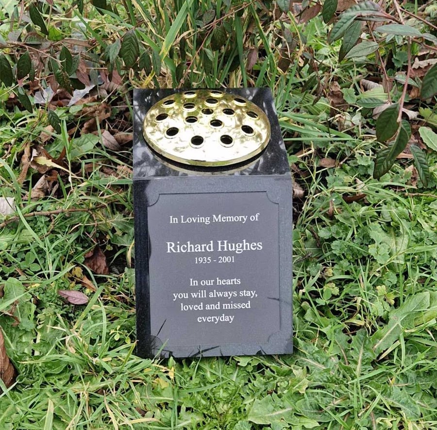 Granite Memorial Vase for Grave Graveside Ornament Rose Bowl