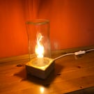 Upcycled Square Coffee Jar Table Lamp on Salvaged Wood Base, White Fittings