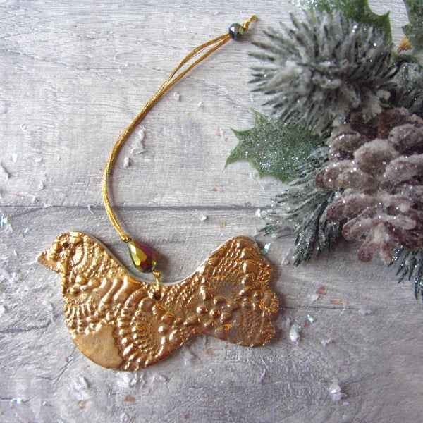 Gold Bird Christmas Tree Decoration