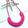 Hot Pink necklace, Knotted statement necklace, Sustainable boho necklace