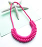 Hot Pink necklace, Knotted statement necklace, Sustainable boho necklace