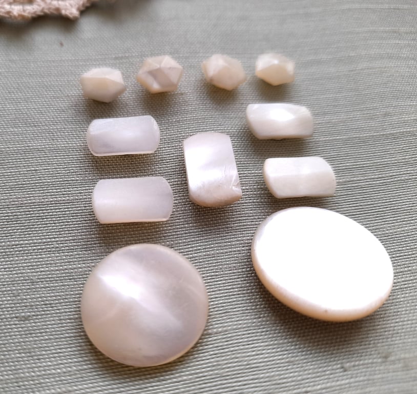 Vintage natural shell buttons, with shanks, in an variety of sizes and shapes