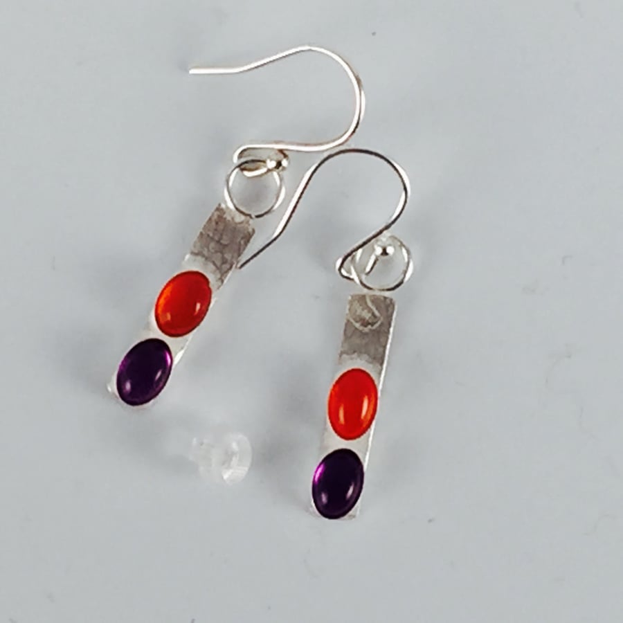 Amethyst and Carnelian gem earrings (gifted)