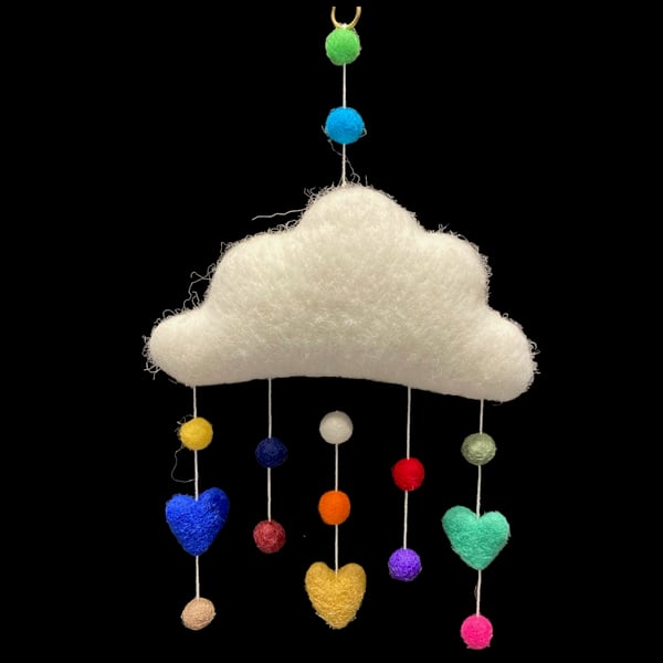 Cloud nursery wall decoration or mobile, needle felt