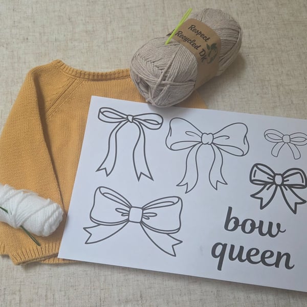 BOWS - Stick and stitch embroidery template 