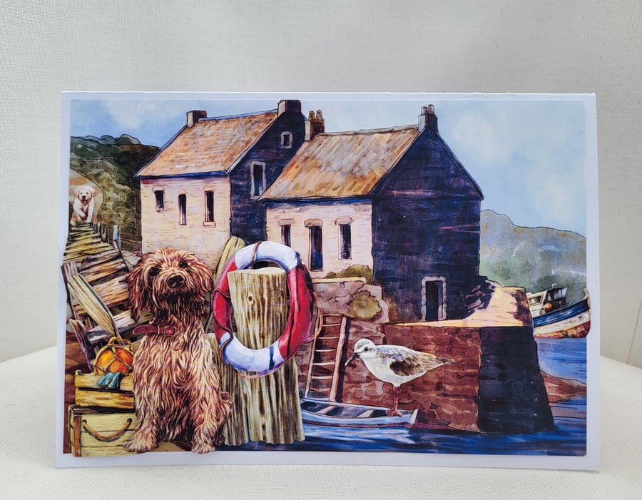 Handmade seaside fishing card