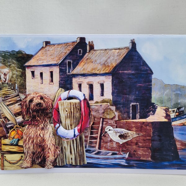 Handmade seaside fishing card