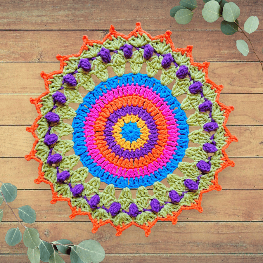 colourful crochet mandala doily