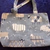 Denim Blue Fabric Bag with Sheep