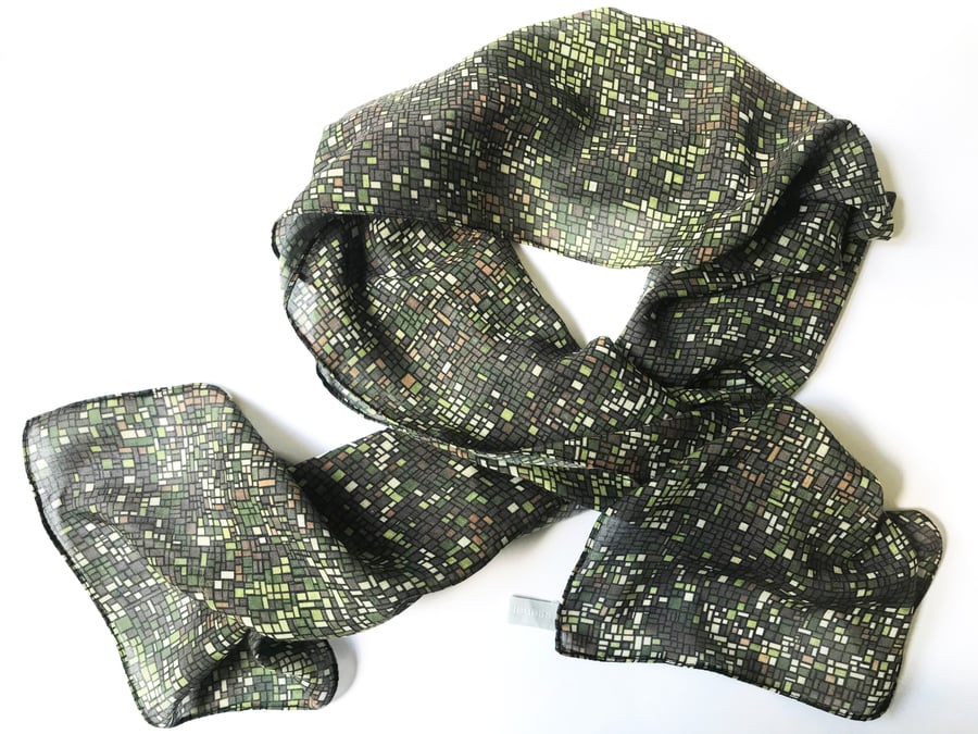 Field printed scarf necktie scarf art wearable one off scarf