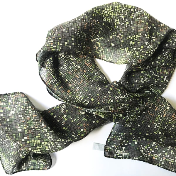 Field printed scarf necktie scarf art wearable one off scarf