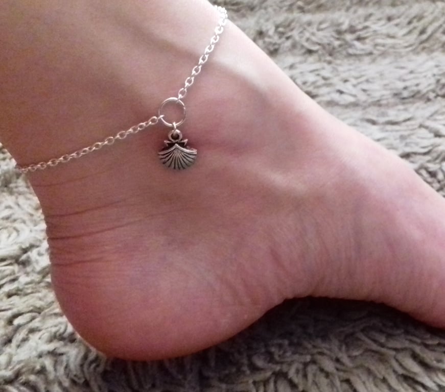 Shell Anklet Silver Plate Ankle Bracelet