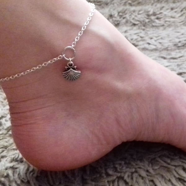 Shell Anklet Silver Plate Ankle Bracelet