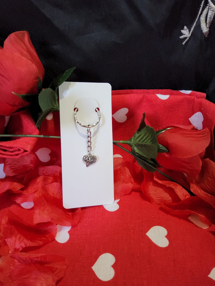 Valentines Mini Filagree Heart Keychain 