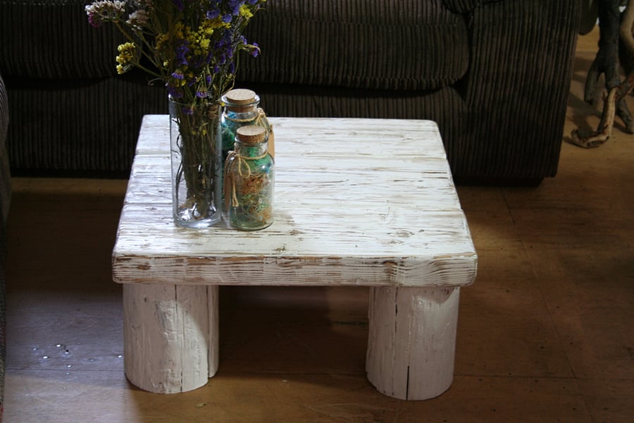 Beach style coffee table,White Washed Low Coffee Table.Solid wood Coffee Table