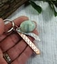 Keyring, Sterling Silver Waves with Copper Bar and Ocean Jasper Gemstone - Image 3