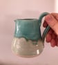 Ceramic handmade small jug - Glazed in turquoise and greens