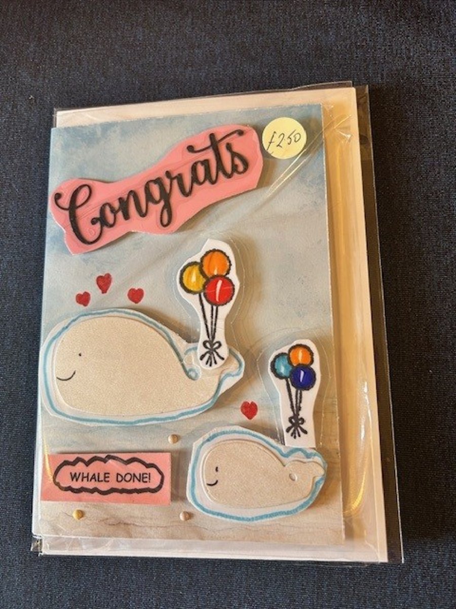 Hand made beach-themed 'congrats' blank card