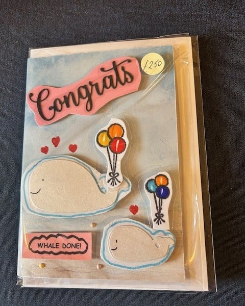 Hand made beach-themed 'congrats' blank card