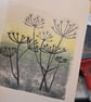 An original linoprint of cow parsley in a winters scene 'Winter's Morning'' - Image 2