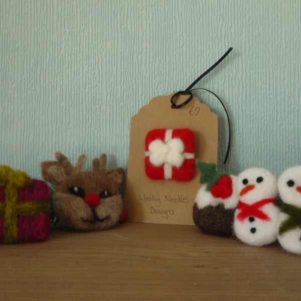 Needle felted Christmas Brooches