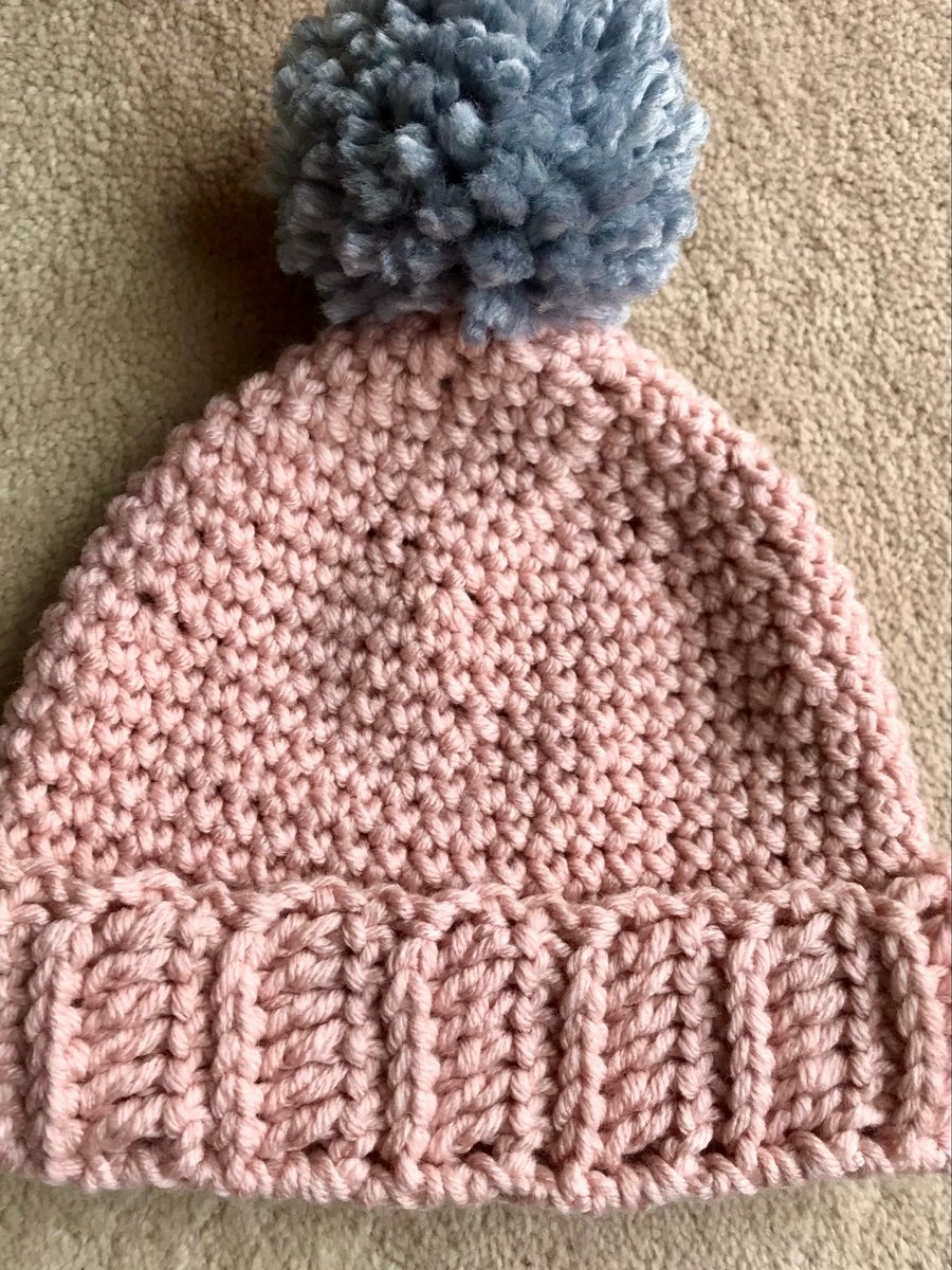 Ladies marshmallow soft crocheted bobble hat