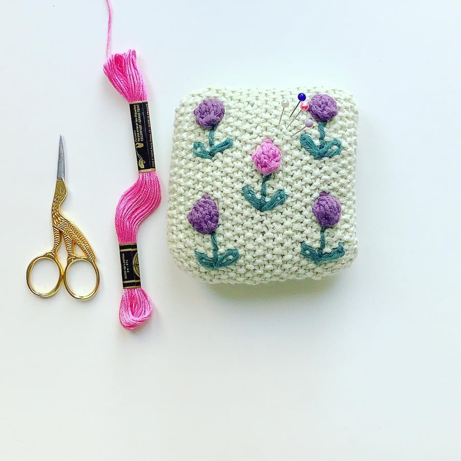 Knitted pincushion, organic cotton pincushion 