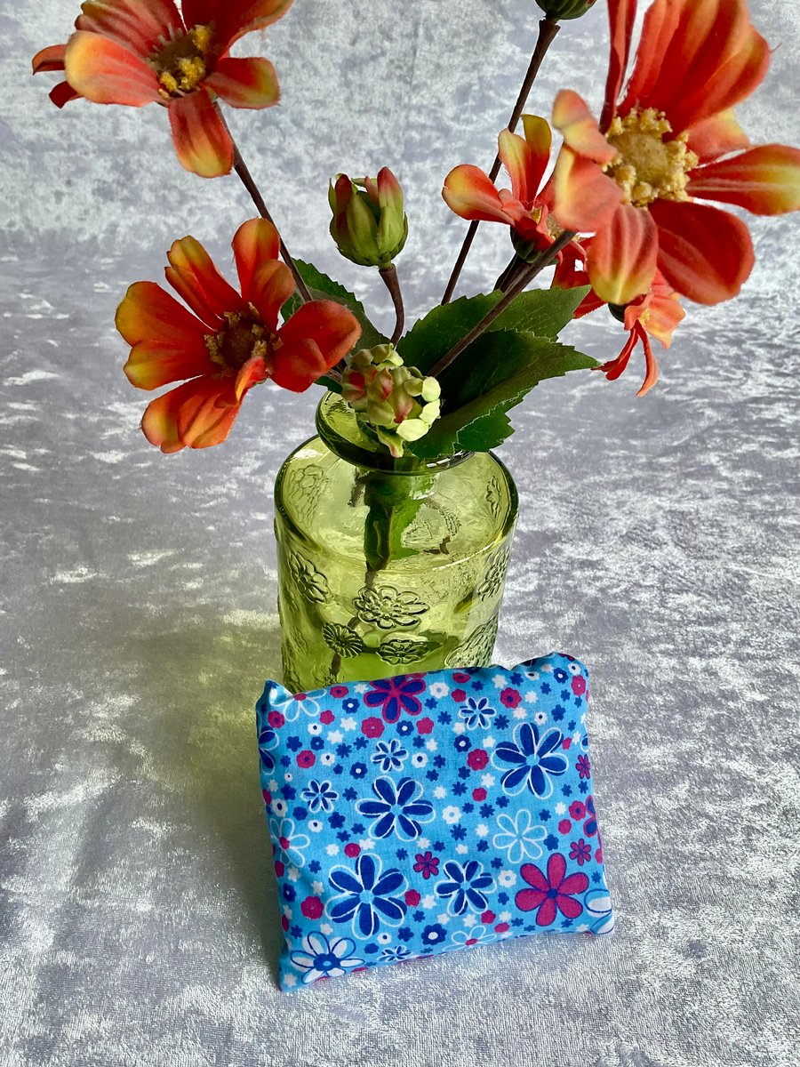 ECO COTTON FOLD AWAY POCKET SHOPPING BAG REUSABLE GIFT in BLUE FLORAL