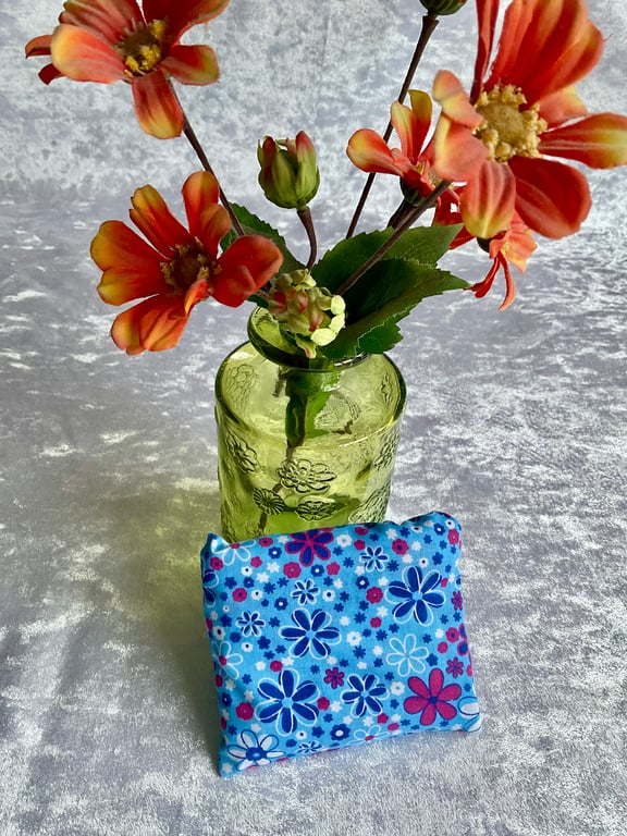 ECO COTTON FOLD AWAY POCKET SHOPPING BAG REUSABLE GIFT in BLUE FLORAL