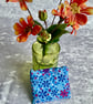 ECO COTTON FOLD AWAY POCKET SHOPPING BAG REUSABLE GIFT in BLUE FLORAL