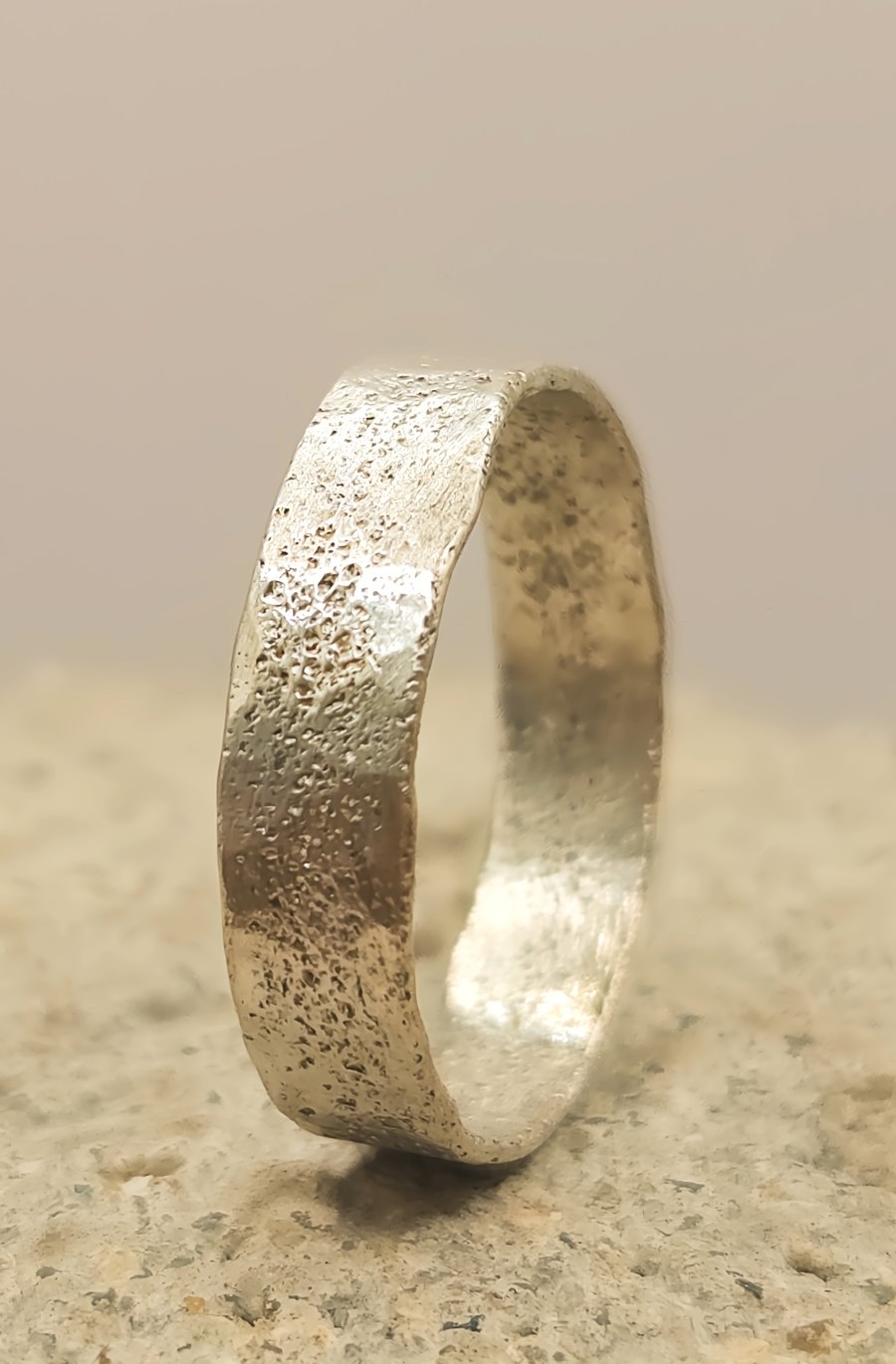 Sterling Silver Sandcast Style Texture Ring – Rustic Pinky Ring