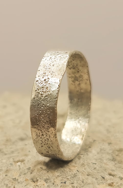 Sterling Silver Sandcast Style Texture Ring – Rustic Pinky Ring