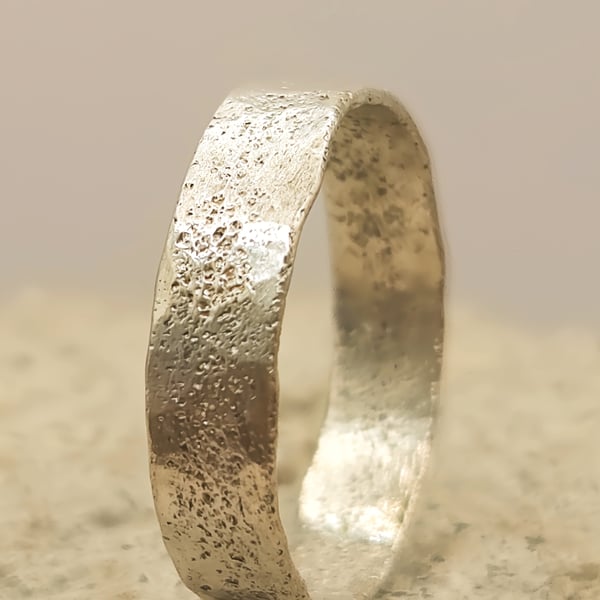 Sterling Silver Sandcast Style Texture Ring – Rustic Pinky Ring