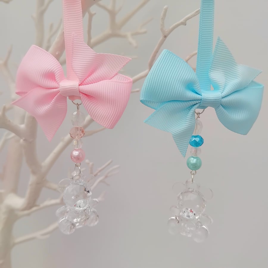 Teddy Crystal Pram Charm, New Baby gift, Baby shower gift, SAME DAY DISPATCH