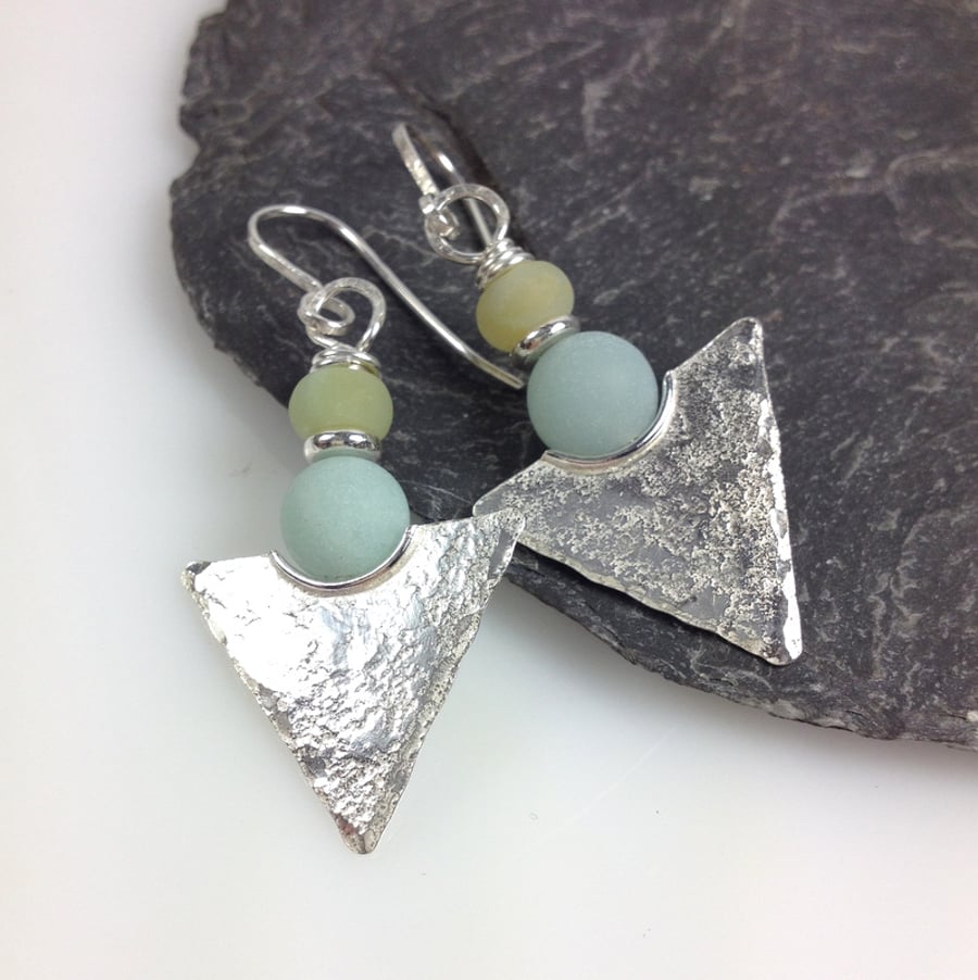 Silver and amazonite tribal earrings