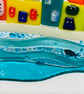 Coastal houses fused glass stand up wave ornament  - Image 5
