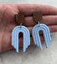 Boho Statement Jewellery - Textured Pastel Blue Rainbow Arch Earrings  - Image 3