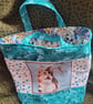 Cat shopping bag cat with dragonflies teal green tote bag - Image 3