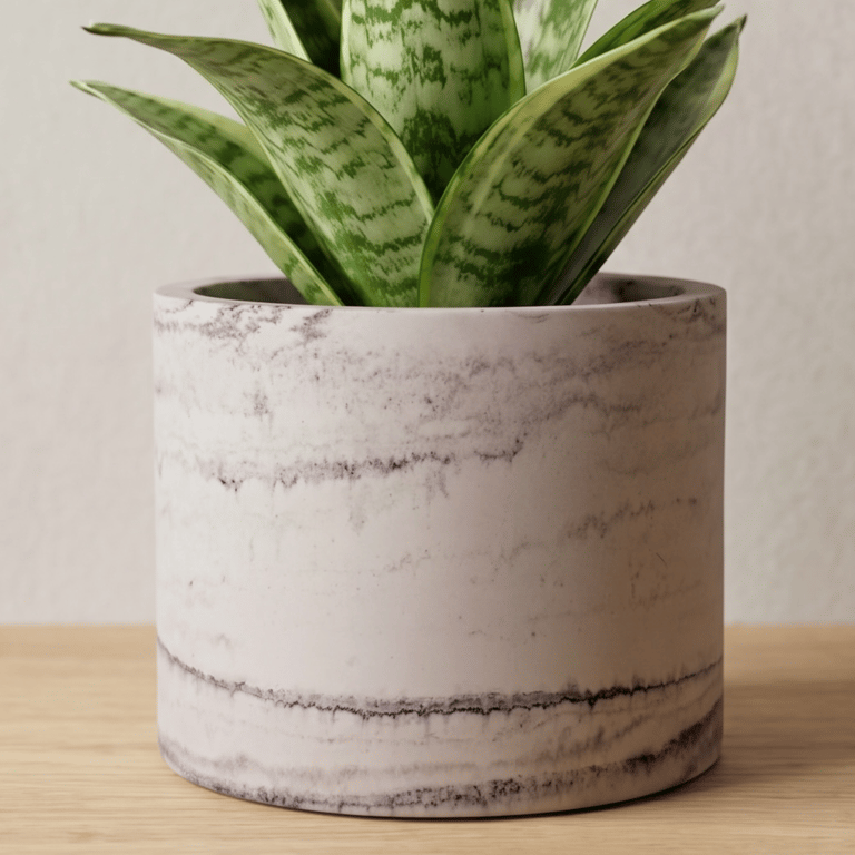 15 cm Round Grey Marble Effect Plant Pot Indoor Planter