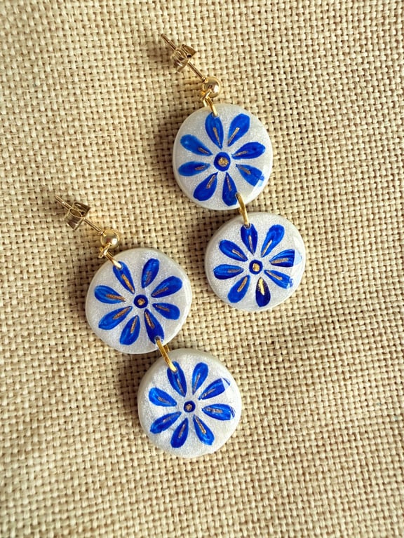 DAPHNE - Mediterranean Blue Flower Drop Earrings