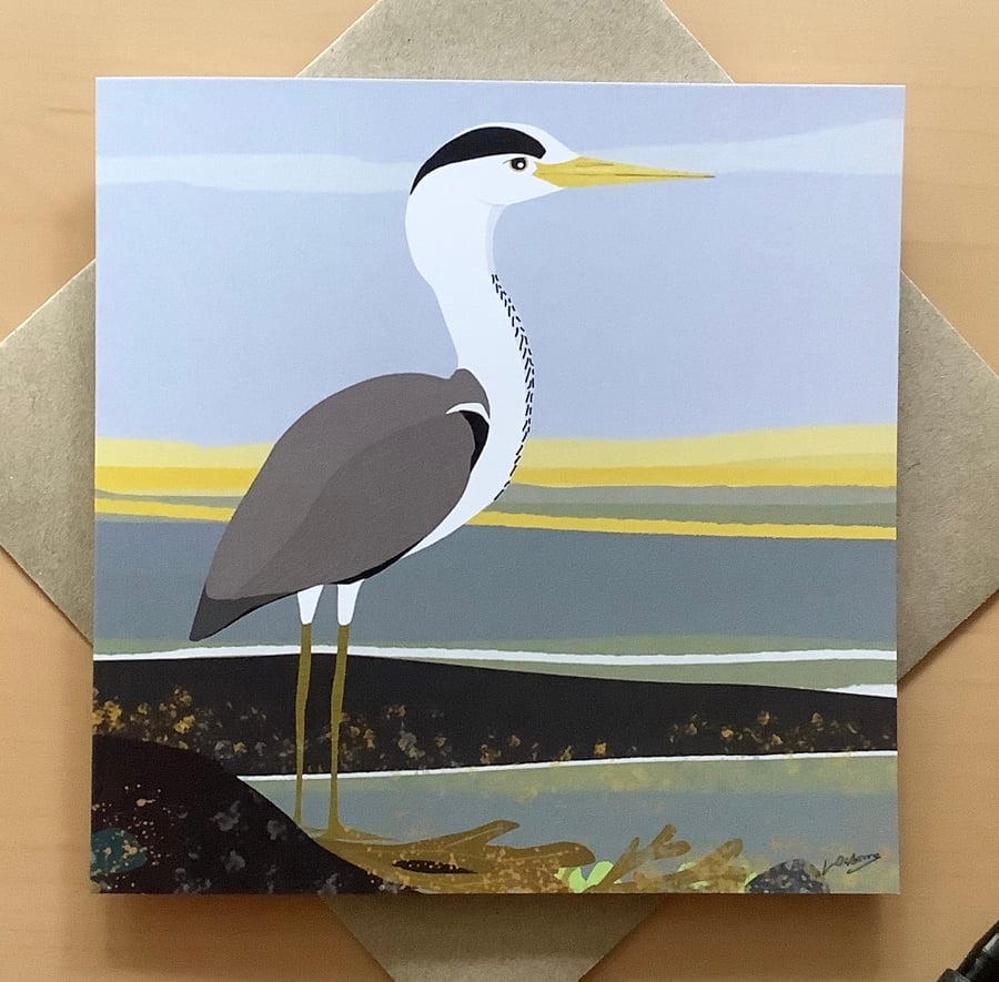 Greetings card - heron - birds - blank card